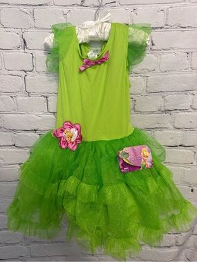 Tinkerbell halloween Fairy Costume Dress wings and gloves - Disney  small new